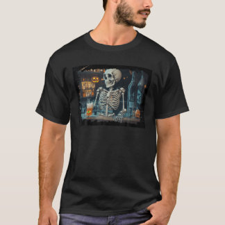 Beängstigender Barkeeper Halloween Skelettmonster  T-Shirt