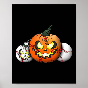 Beängstigender Baseballlehrer 2023 Pumpkin Hallowe Poster