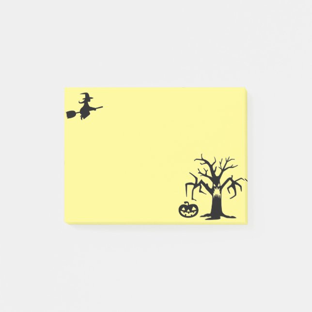 Beängstigender Baum, Hexe und Kürbis Post-it Klebezettel (Vorderseite)