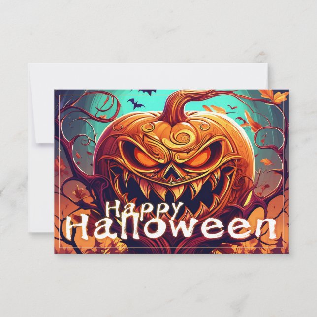 Beängstigender Blick Orange Pumpkin mit Gesichtsau (Vorderseite)