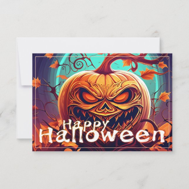 Beängstigender Blick Orange Pumpkin mit Gesichtsau (Vorderseite)