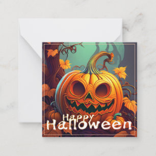 Beängstigender Blick Orange Pumpkin mit Gesichtsau Mitteilungskarte