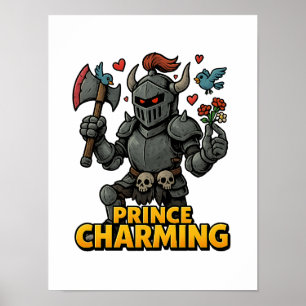 Beängstigender Cartoon Knight - "Preis charmant Poster