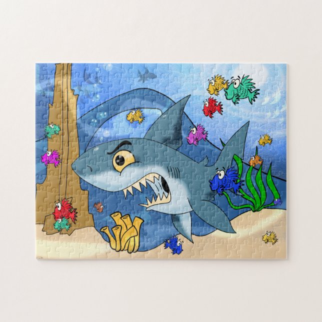 Beängstigender Cartoon Shark Puzzle (Horizontal)