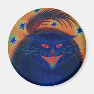 Beängstigender Cat Blue Kühlschrankmagnet rund Magnet