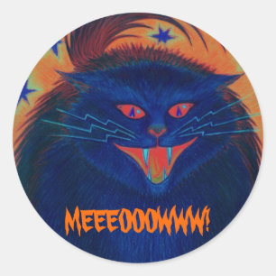 Beängstigender Cat Blue 'MEEEOOOOWWW' Aufkleber