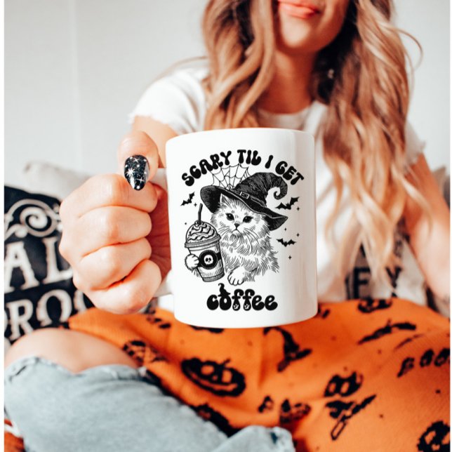 Beängstigender Cat Coffee Lover Witziges Halloween Kaffeetasse (Von Creator hochgeladen)