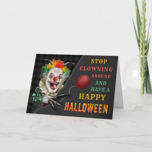 Beängstigender Clown-Creepy-Circus Halloween-Witz Karte (Vorderseite)