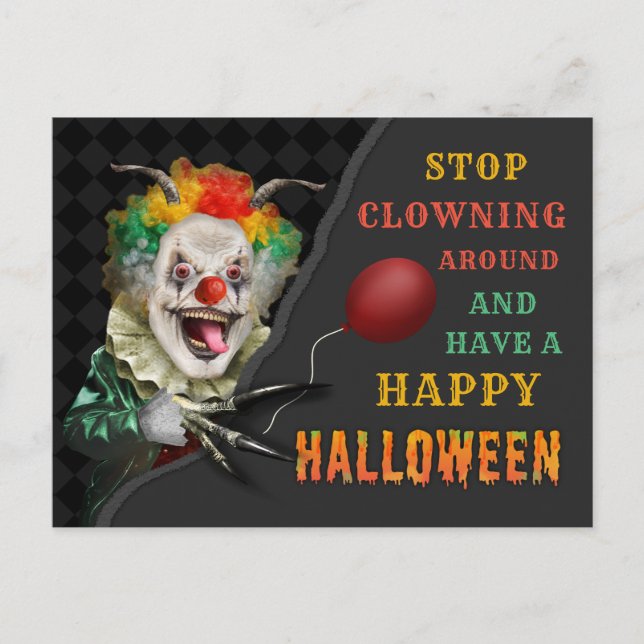 Beängstigender Clown-Creepy-Circus Halloween-Witz Postkarte (Vorderseite)