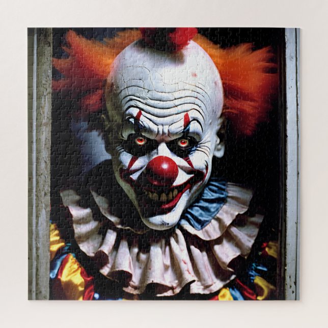Beängstigender Clown Evil Grin Circus Auguste Horr Puzzle (Vertikal)