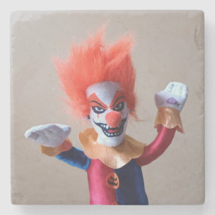 Beängstigender Clown, farbenfroh Steinuntersetzer