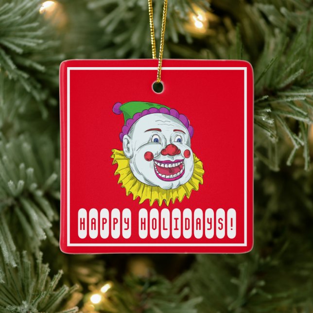 Beängstigender Clown-Horror Keramikornament (Baum)