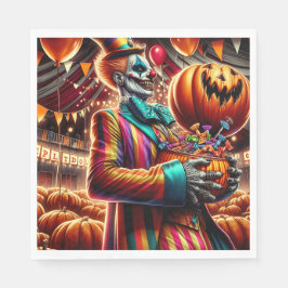 Beängstigender Clown mit Jack O' Lantern Halloween Serviette
