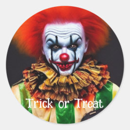 Beängstigender Clown-Trick oder Treat Halloween Runder Aufkleber