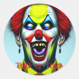 Beängstigender Clown-Trick oder Treat Halloween Runder Aufkleber