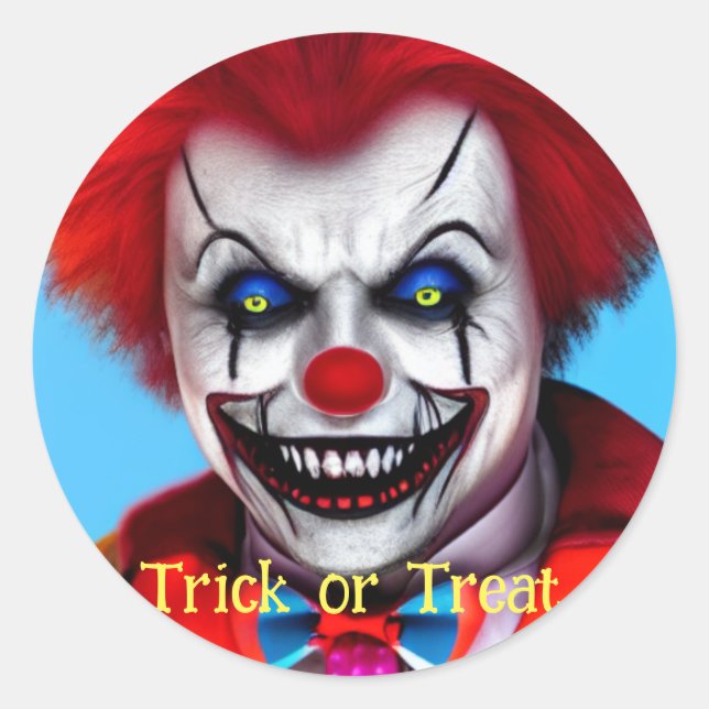 Beängstigender Clown-Trick oder Treat Halloween Runder Aufkleber (Vorderseite)