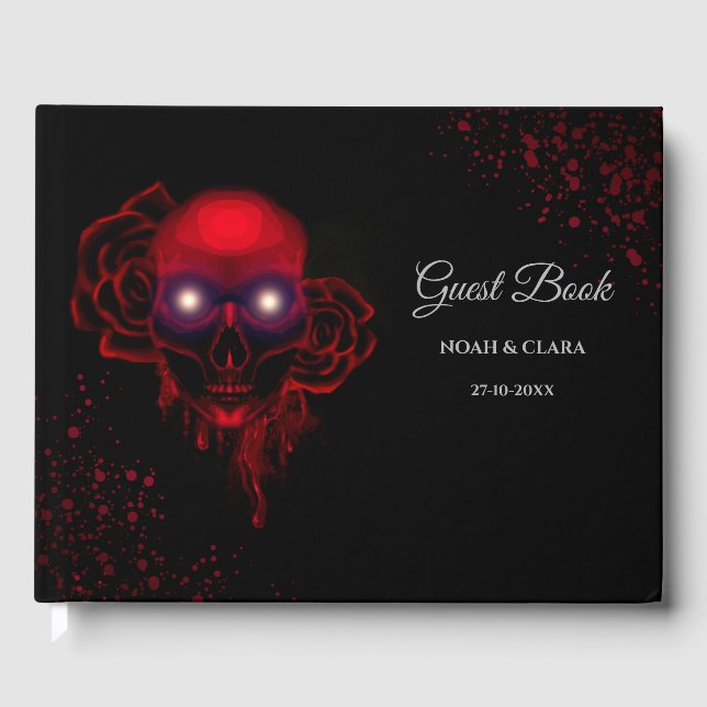Beängstigender, dunkler, blumiger gotischer Schäde Gästebuch (Vorderseite)