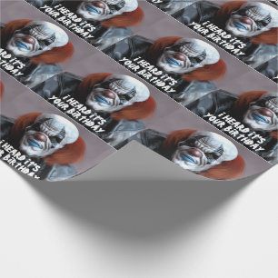 BEÄNGSTIGENDER EVIL CLOWN FUNNY BIG BIRTHDAY GESCHENKPAPIER