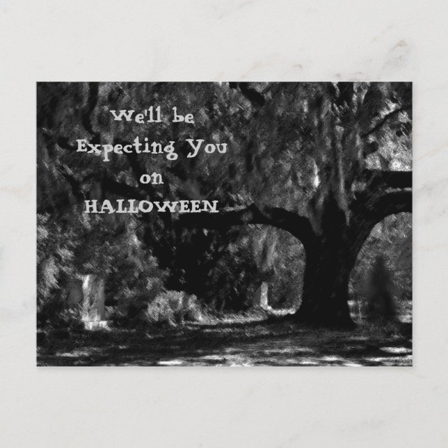 Beängstigender Friedhof Halloween Einladung Postka (Vorderseite)