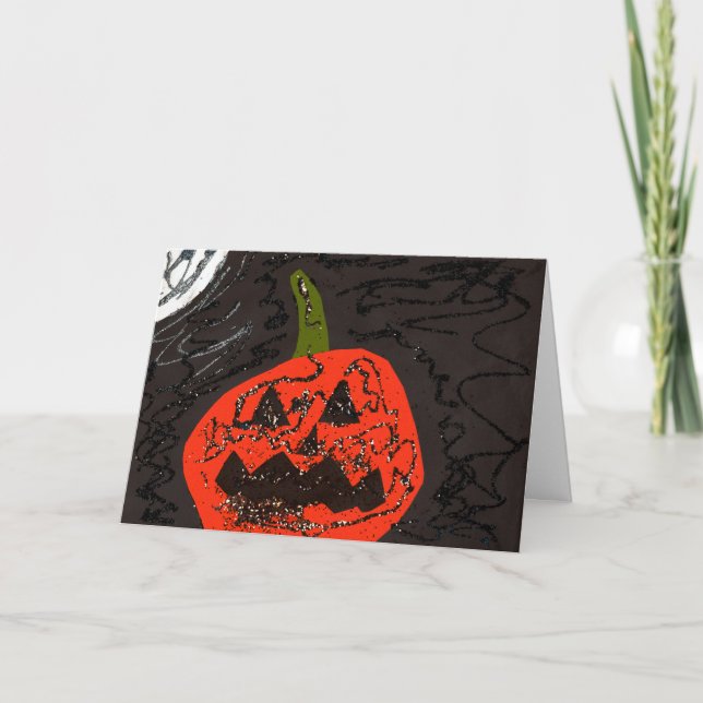 Beängstigender Glitzer Jack o' Lantern Karte (Vorderseite)