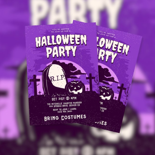 Beängstigender Grabstein Pumpkin Halloween-Party Einladung (Von Creator hochgeladen)