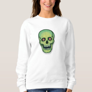 Beängstigender grüner Schädel Halloween Sweatshirt