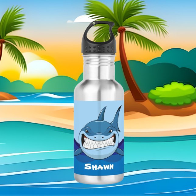 Beängstigender Hai mit dem Namen Edelstahlwasserfl Edelstahlflasche (Von Creator hochgeladen)