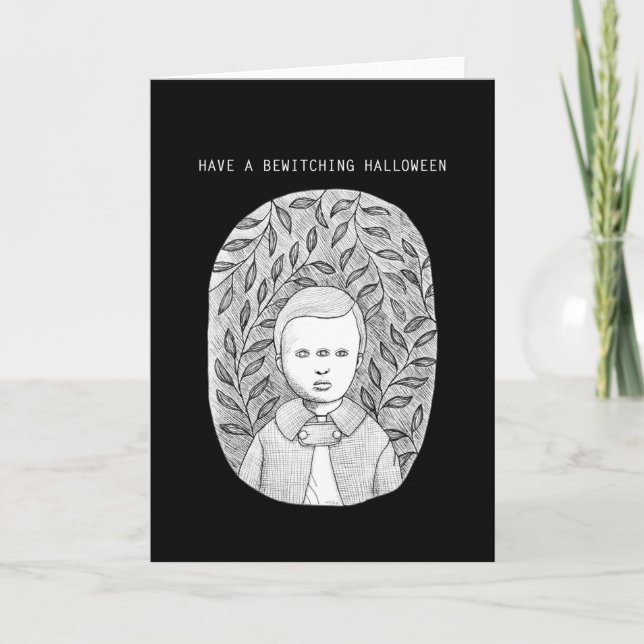 Beängstigender Halloween Boy gruseliger Horror Art Karte (Vorderseite)