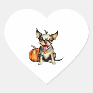 Beängstigender Halloween Hund schützt seine Kürbis Herz-Aufkleber