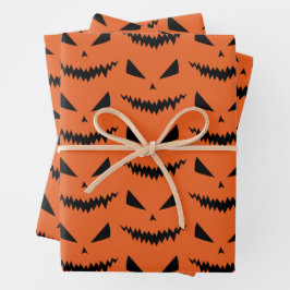 Beängstigender Halloween-Jack OLantern-Schwarz-Ges Geschenkpapier Set