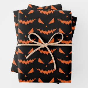 Beängstigender Halloween-Jack OLantern-Schwarz Geschenkpapier Set