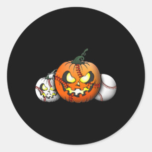 Beängstigender Halloween-Kürbis für Baseballspiele Runder Aufkleber