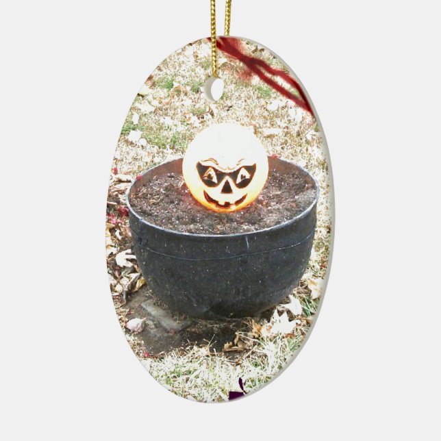Beängstigender Halloween-Kürbis Keramikornament (Links)