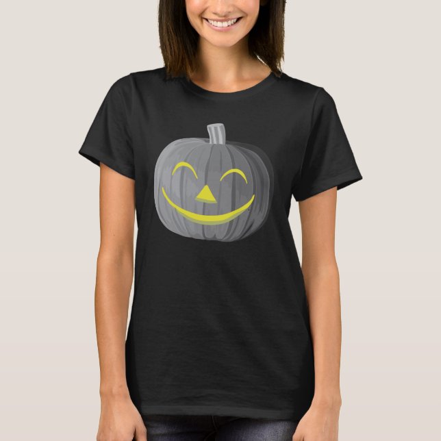 Beängstigender Halloween Pumpkin Schwarz-Weiß-T -  T-Shirt (Vorderseite)