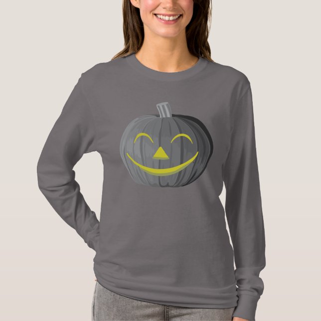 Beängstigender Halloween Pumpkin Schwarz-Weiß-T -  T-Shirt (Vorderseite)