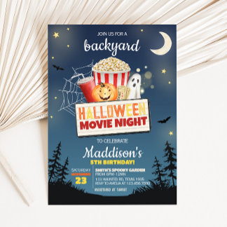 Beängstigender Hinterhof Halloween Filmabend Gebur Einladung