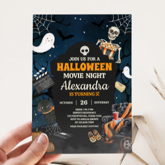 Beängstigender Horror Halloween Filmabend Geburtst Einladung