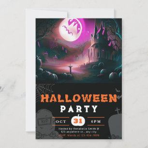 Beängstigender Jack-O' Lantern Full Moon Halloween Einladung