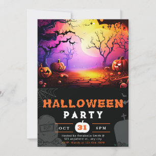 Beängstigender Jack-O' Lantern Full Moon Halloween Einladung