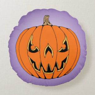 Beängstigender Jack-o'-Lantern Halloween-Design Rundes Kissen