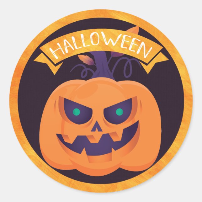 Beängstigender Jack O'Lantern Halloween Runder Aufkleber (Vorderseite)