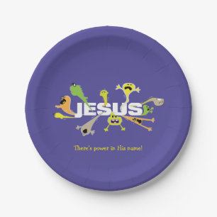 Beängstigender Jesus Pappteller