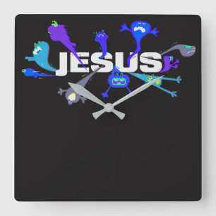 Beängstigender Jesus Quadratische Wanduhr