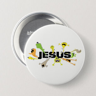 Beängstigender Jesus (schwarz) Button