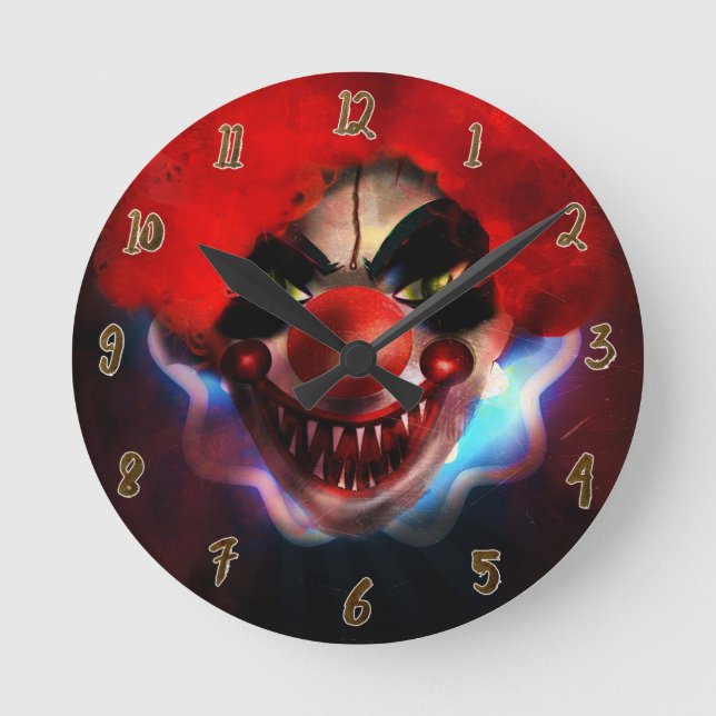 Beängstigender Killer Clown Halloween Custom Runde Wanduhr (Vorderseite)