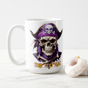 Beängstigender Lila Piratenschädel und Kreuzknoche Kaffeetasse