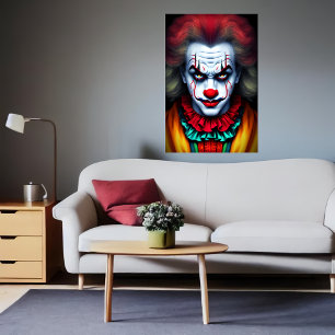 Beängstigender männlicher Clown   AI Art Poster
