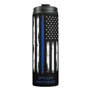 Beängstigender Polizeikaffee mit dünner blauer L Thermosbecher