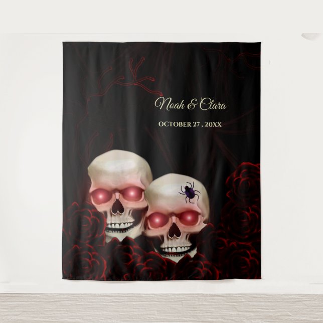 Beängstigender rötlich-blumiger, dunkelmoodisch-go wandteppich (Vorderseite)