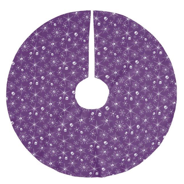 Beängstigender Schädel Weihnachten Schneeflocken l Polyester Weihnachtsbaumdecke (Vorderseite)